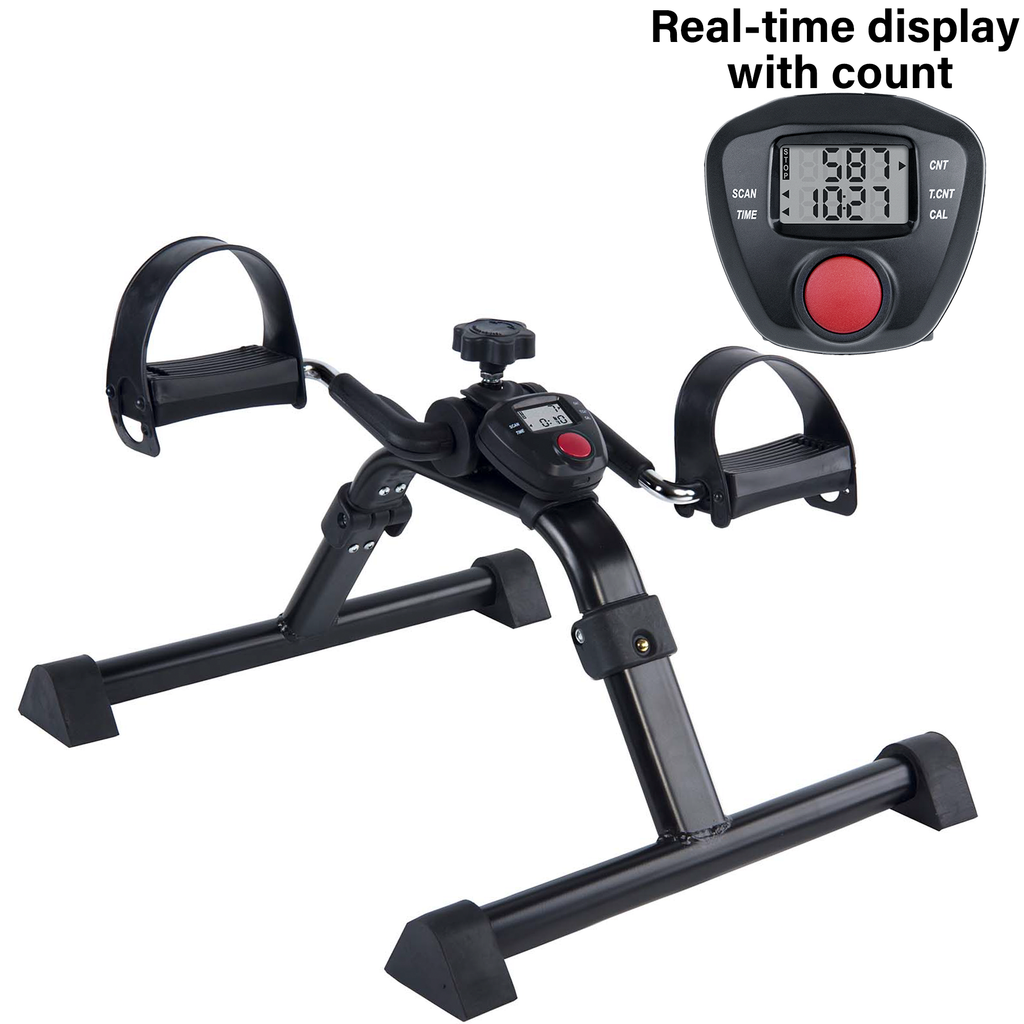 pedal machine Vaunn Medical Under Desk Bike Pedal Exerciser with Electronic Display for  Legs and Arms Workout (Fully Assembled Folding Exercise Pedaler, no Tools
