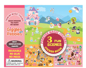 Giggles &amp; Pebbles Educational Magic Sticker Pad Book for Kids, Toddlers and Girls - Reusable, Washable and Non-Adhesive Stickers with Magic Kingdom, Tea Party and Pet Resort (Medium)