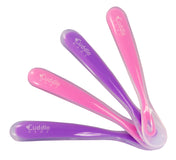 Cuddle Baby Gum Friendly Soft Silicone Baby Spoons, 4-Pack, First Stage Feeding Spoon Baby Girls BPA Lead Phthalate and Plastic Free, Pink/Purple
