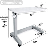 Dimensions of the Vaunn Medical Heavy Duty Overbed Bedside Table