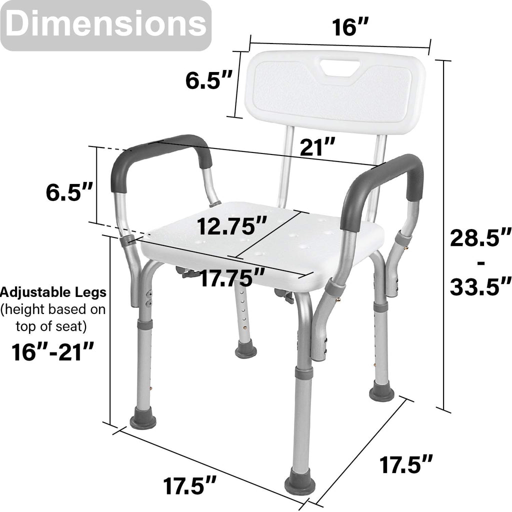 Vaunn Medical Adjustable Bath Shower Lift Chair Seat Bench with Arms Beyond Med Shop