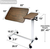 Dimensions of Vaunn Medical Tilt Adjustable Overbed Table