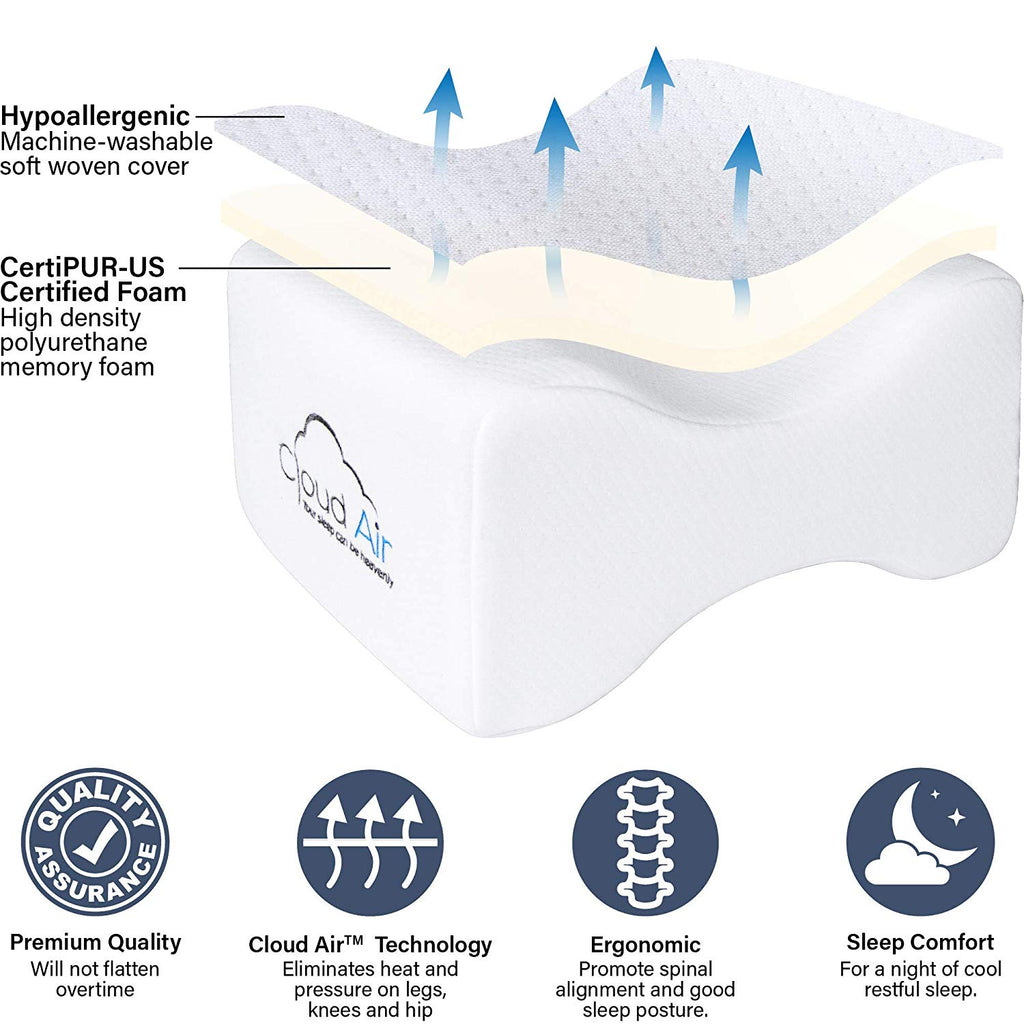 Vaunn Medical Memory Foam Orthopedic Knee Pillow Bed Wedge Cushion