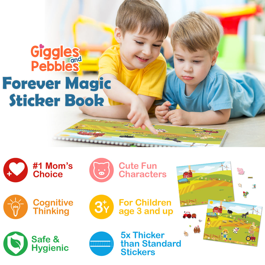 Giggles & Pebbles Educational Magic Sticker Pad Book for Kids & Toddle ...