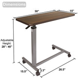 Dimensions of Vaunn Medical Adjustable Overbed Table With Wheels