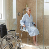 Vaunn Medical Wide Shower Chair Bathtub Seat with Armrests and Back, Supports up to 350 lbs, White, Tool-Free Assembly