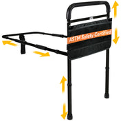Vaunn Medical Adjustable Bed Assist Rail Handle (Passed ASTM F3186–17 Safety Standard) and Hand Guard Grab Bar, Bedside Safety and Stability (Tool-Free Assembly), Black