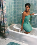 Another woman using the Vaunn Medical Tool-Free Assembly Spa Bathtub Adjustable Shower Chair, Bath Seat and Tub Bench
