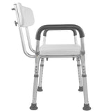 Side angle of the Vaunn Shower Deluxe Shower Chair with Arms and Back