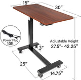 Dimensions of the Vaunn Electric Overbed Bedside Table
