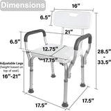 Dimensions of the Vaunn Shower Deluxe Shower Chair with Arms and Back