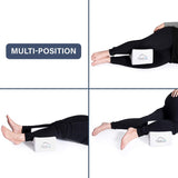 Legs of a person in different positions using the Vaunn Medical Knee Pillow