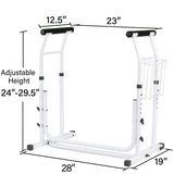 Dimensions of the Vaunn Adjustable Height White Toilet Rail
