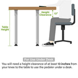 Height clearance of 13 feet between table and knees when sitting down is needed.