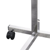 Wheel and frame of the Vaunn Medical Adjustable Height Tilt Tabletop Overbed Bedside Table